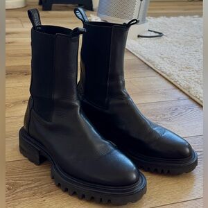 All Saints Hallie Black Leather Ankle Boots